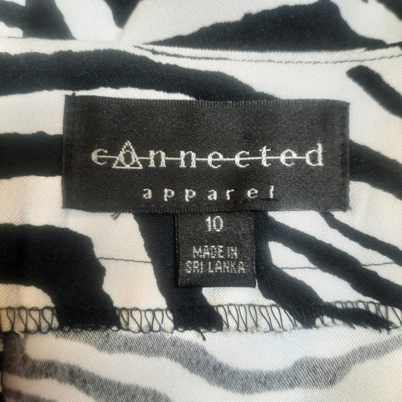 Connected Apparel Black White Zebra print sleeveless midi dress w/rhinestone 10 - Picture 4 of 5